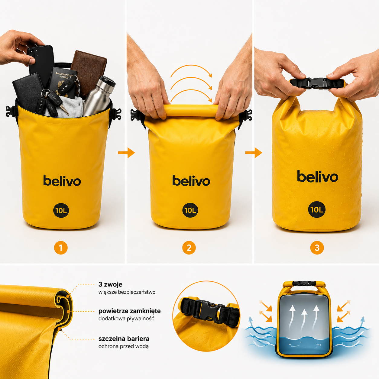 Zamknięcie roll-top Dry Bag Belivo